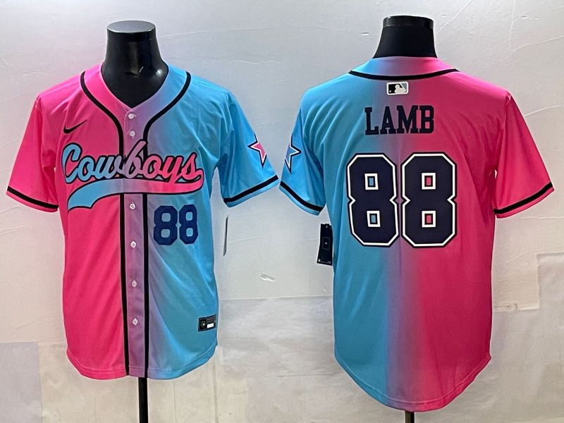 Men 2025 Dallas Cowboys #88 Lamb Blue pink Nike Limited NFL Jersey style 005